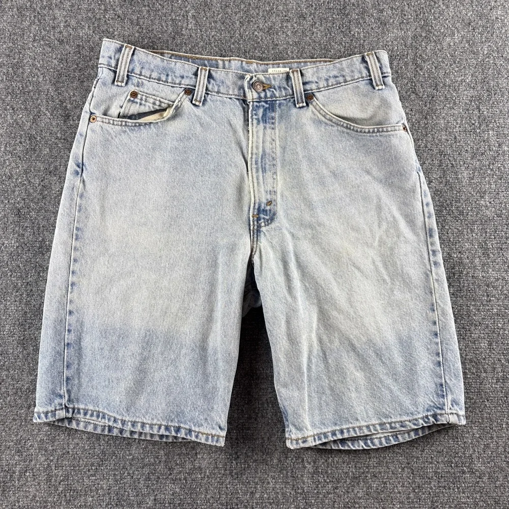 Vintage 90s Levi's 550 Orange Tab Shorts W34 Blank Tab Rare Light Wash Jorts